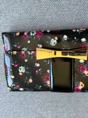 Betsey Johnson Gold Bow Blue Floral Vinyl Wallet